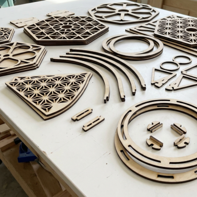Lampenschirm Holzteile Workshop