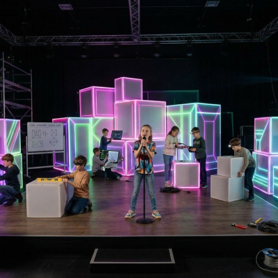 heureka_kids_bühnendesign_mit_kindergruppe